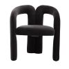 COOLMORE Contemporary Designed Velvet Fabric Upholstered Accent/Dining Chair /Barrel Side Chairs Kitchen Armchair for Living Room set of 2 (Black Velv