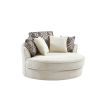 Swivel Round Barrel Chair, 5 Pillows 360 Degree Swivel for Living Room, Bedroom, Beige