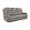 Double Reclining Sofa Microfiber, Plush Seating, Gray Solid Wood Frame