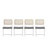 Set of 4, Leather Dining Chair with High-Density, Rattan Chair Gray