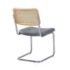 Set of 4, Leather Dining Chair with High-Density, Rattan Chair Gray