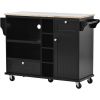 Kitchen Island Cart with Storage Cabinet and Two Locking Wheels,Solid wood desktop,Microwave cabinet