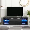 Modern TV Stand with 2 Tempered Glass Shelves, High Gloss Entertainment Center for TVs Up to 70''