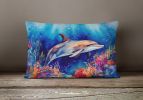 Nautical Collection Throw Pillow Throw Pillow for Indoor Couch Bed Outdoor Patio Washable, Dolphin 2783,12Hx16W