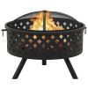 Fire Pit with Poker 26.8" XXL Steel