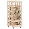 Log Holder with Wheels 15.7"x19.3"x43.3" Solid Wood Pine