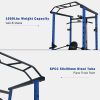 Blue Multi-functional Power Cage, Home Adjustable Pullup Squat Rack 1000Lbs Capacity Comprehensive Fitness Barbell Rack