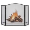 3-Panel Foldable Fireplace Screen with Wrought Metal Mesh