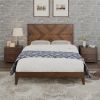 Mid-Century Modern Platform Bed Wood Slat Support with No Box Spring Needed,Full, Walnut