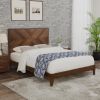 Mid-Century Modern Platform Bed Wood Slat Support with No Box Spring Needed,Full, Walnut