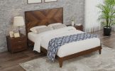 Mid-Century Modern Platform Bed Wood Slat Support with No Box Spring Needed,Full, Walnut