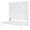 Queen Size Murphy Bed Wall Bed with Top Shelves & USB,White