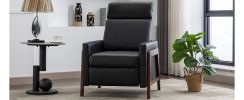 Wood-Framed PU Leather Recliner Chair Adjustable Home Theater Seating with Thick Seat Cushion and Backrest Modern Living Room Recliners