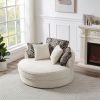 Swivel Round Barrel Chair, 5 Pillows 360 Degree Swivel for Living Room, Bedroom, Beige