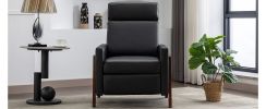 Wood-Framed PU Leather Recliner Chair Adjustable Home Theater Seating with Thick Seat Cushion and Backrest Modern Living Room Recliners