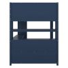 Wood Loft Bed full size w/Cabinet and Bookshelf, w/Wardrobe and Desk, Dark Blue