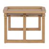 Modern 2 Piece Nesting Rattan Wood+ MDF Coffee Table Set in Natural