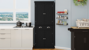 71" Kitchen Pantry Storage Cabinet , with 4 Doors, Drawer, 2 Adjustable Shelves, Freestanding Cupboard for Dining Room Living Room, Laundry-Black