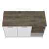 Ginger Kitchen Island, Three Open Shelves, Two Cabinets -White / Dark Brown