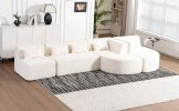 143.7" Upholstered Sofa, 2 Chaise Lounge and 5 Back Pillows, Beige