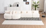 143.7" Upholstered Sofa, 2 Chaise Lounge and 5 Back Pillows, Beige