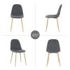 Light Grey Modern Fabric Chairs with wood-transfer Metal Leg set of 4