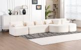 143.7" Upholstered Sofa, 2 Chaise Lounge and 5 Back Pillows, Beige