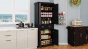 71" Kitchen Pantry Storage Cabinet , with 4 Doors, Drawer, 2 Adjustable Shelves, Freestanding Cupboard for Dining Room Living Room, Laundry-Black