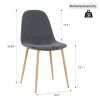 Light Grey Modern Fabric Chairs with wood-transfer Metal Leg set of 4