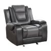 Modern Luxury Living Room Sofa Set 3pc Reclining Sofa Loveseat Glider Reclining Chair Formal Furniture Premium Faux Leather Upholstery Comfortable Two