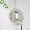 1pc, Boho Macrame Round Mirror - Woven Wall Hanging for Apartment, Home, Bedroom, Living Room Decor