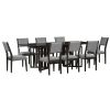 TOPMAX Farmhouse 9-Piece 83.9inch Extendable Dining Table Set with 2 12-inch Removable Leaves and 8 Upholstered Dining Chairs, Espresso