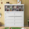 Queen Size Murphy Bed Wall Bed with Top Shelves & USB,White