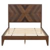 Mid-Century Modern Platform Bed Wood Slat Support with No Box Spring Needed,Full, Walnut