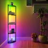 RGB Lighted Corner Shelf, Space Saving Bookshelf withLED Background Lights