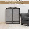 3-Panel Foldable Fireplace Screen with Wrought Metal Mesh