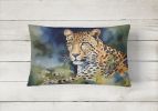 NEW Watercolor Wildlife Throw Pillow Indoor/Outdoor Washable, Leopard 2946,12Hx16W