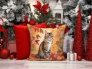 California Spangled Cat in Fall Leaves Throw Pillow Machine Washable, Indoor Outdoor Decorative Pillow for Couch, Bed or Patio, 14Hx14W