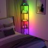 RGB Lighted Corner Shelf, Space Saving Bookshelf withLED Background Lights