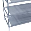 Simple Assembly 5 Tiers Non-woven Fabric Shoe Rack with Handle Gray XH