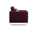 Victoria 33.5" Purple Linen Fabric Armchair with Metal Legs, Side Pockets, and Pillow