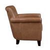 Traditional Brown Leather Accent Chair, Solid Wood Frame Top-Grain Leather Nail head Trim