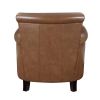 Traditional Brown Leather Accent Chair, Solid Wood Frame Top-Grain Leather Nail head Trim