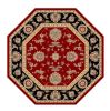 7' Octagon Red Or Black Floral Vines Bordered Indoor Area Rug