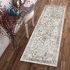 7' Runner Ivory Floral Distressed Runner Rug