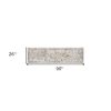 7' Runner Ivory Floral Distressed Runner Rug