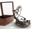 5" X 5" X 4" Sundial Compass In Wood Box  Large