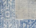 7' Ivory Blue Machine Woven Distressed Medallion Indoor Runner Rug