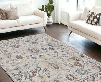 9' X 13' Ivory Hand Tufted Space Dyed Floral Traditional Indoor Area Rug