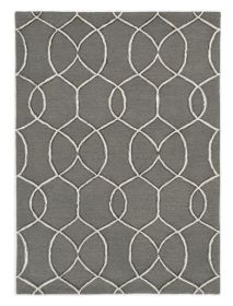 5' X 7' Charcoal Trellis Wool Indoor Area Rug